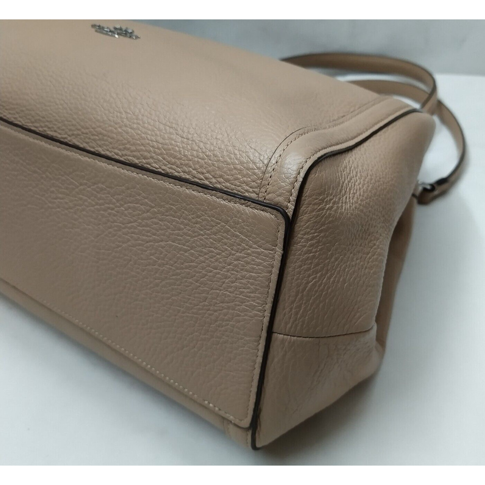 Coach Kristy Taupe Beige Pebble Leather Triple Compartment Shoulder Bag - Picture 8 of 16